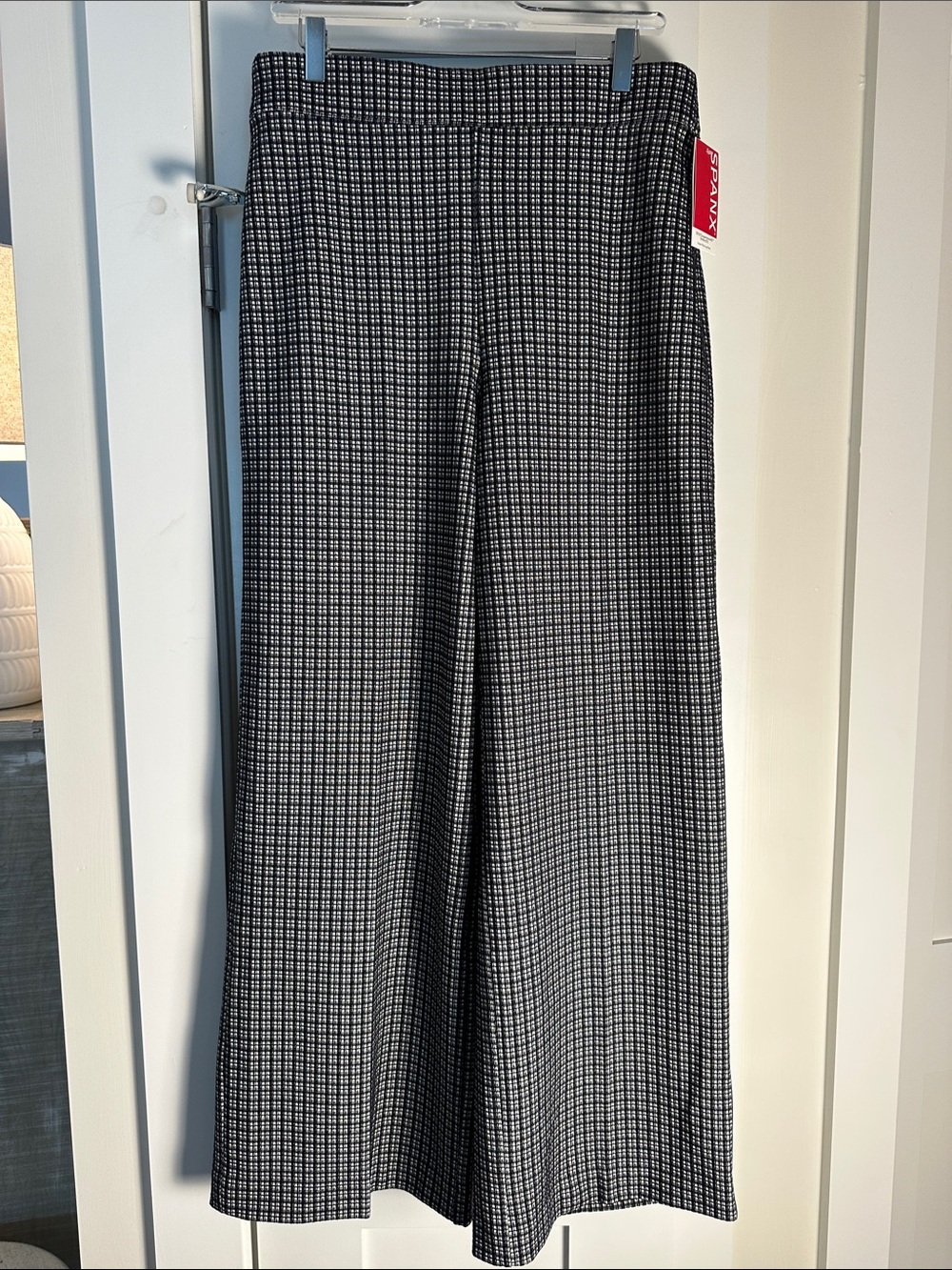 SPANX Supersmooth Perfect Fit Ponte Wide Leg Pants Black & White SIZE LARGE NWT